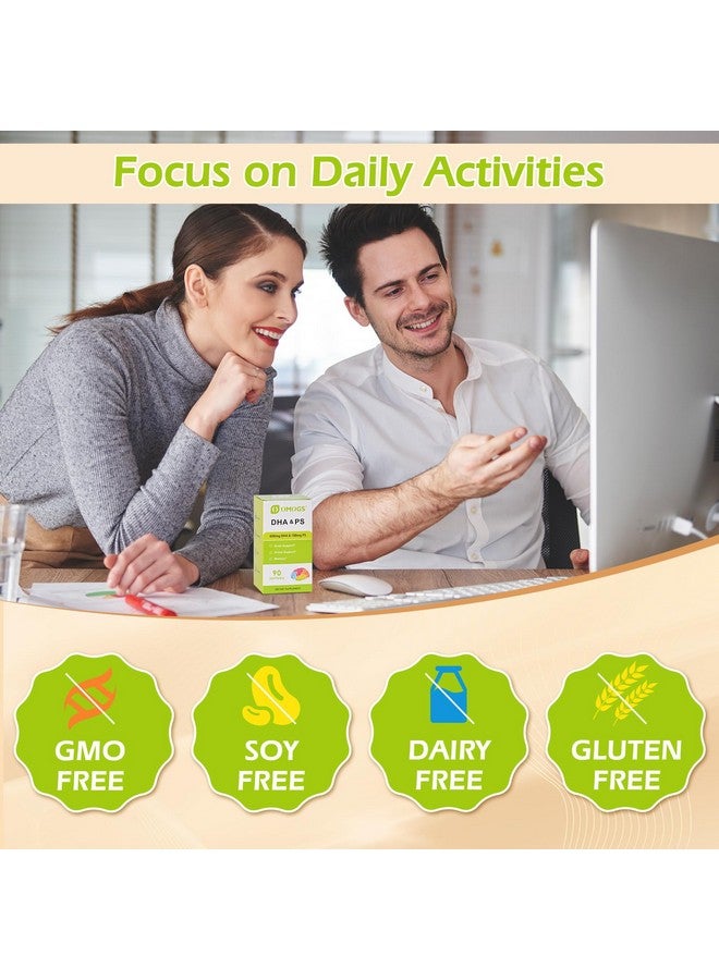 OMOGS Algae DHA - 600 mg Omega-3 DHA Softgels, with Phosphatidylserine & Walnut Oil, Supports Healthy Brain Function, Vision, Eye & Memory, Gluten Free, Non-GMO Vegan Algae Oil, 90 Softgels - Image 5