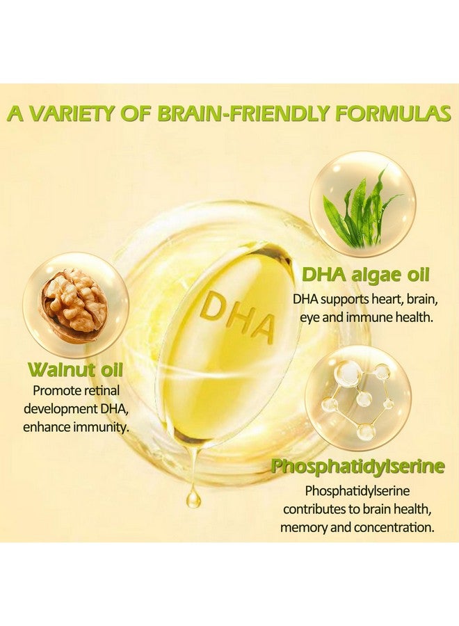 OMOGS Algae DHA - 600 mg Omega-3 DHA Softgels, with Phosphatidylserine & Walnut Oil, Supports Healthy Brain Function, Vision, Eye & Memory, Gluten Free, Non-GMO Vegan Algae Oil, 90 Softgels - Image 3