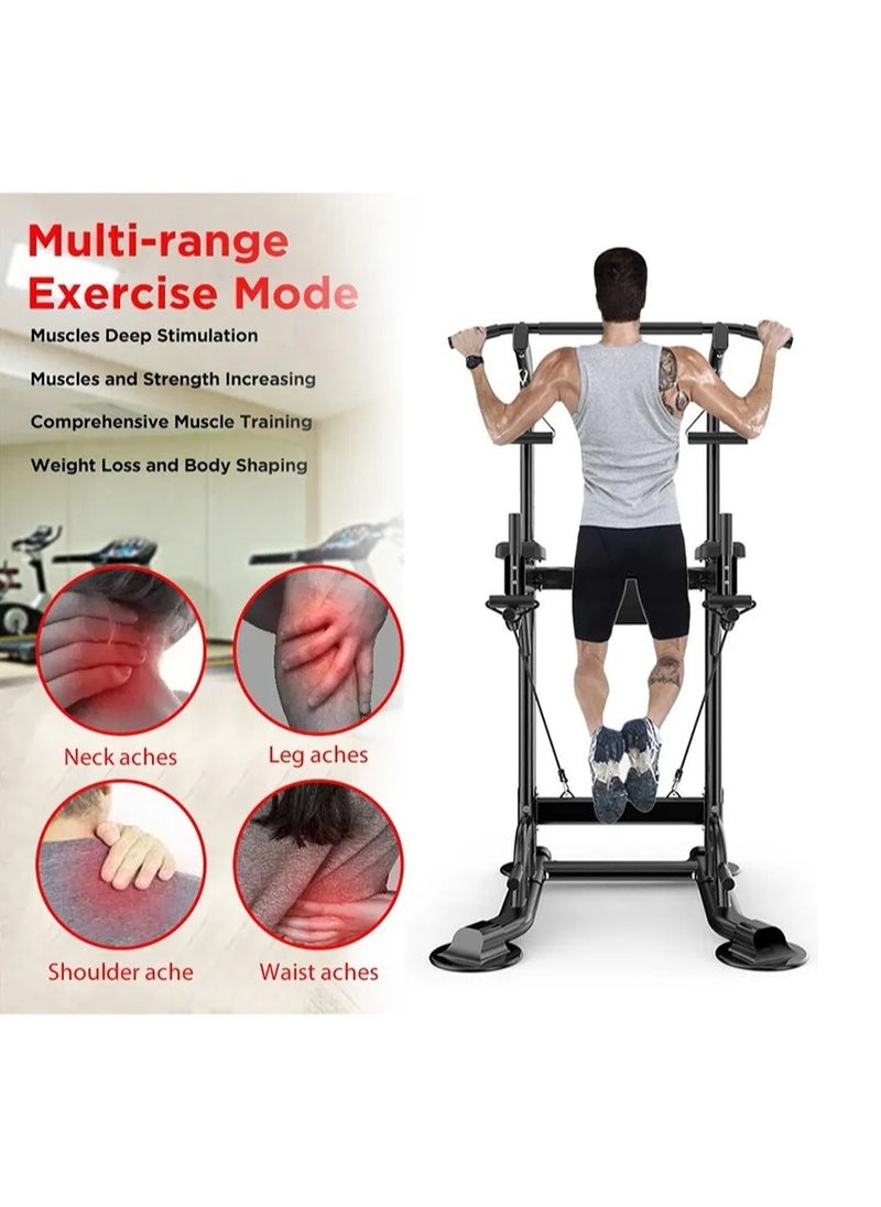 Generic Adjustable Power Tower Dip Station Pull Up Bar Home Gym Strength Trainer Workout Pull Up Bar Multi-Function Push Up Equipment  - Image 5