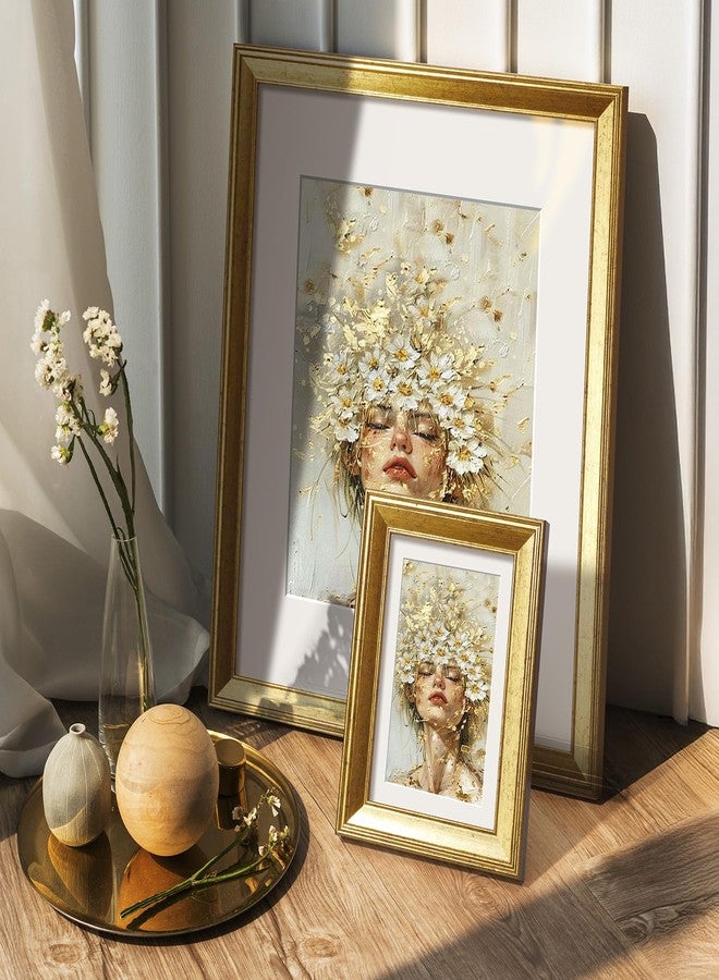 توينج إطارات صور TWING مقاس 4×6، لعرض صور مقاس 3×5 مع إطار داخلي أو 4×6 بدون إطار داخلي، إطارات صور عتيقة للتعليق على الحائط أو العرض على الطاولة، لون ذهبي ريفي، عبوة واحدة - Image 5
