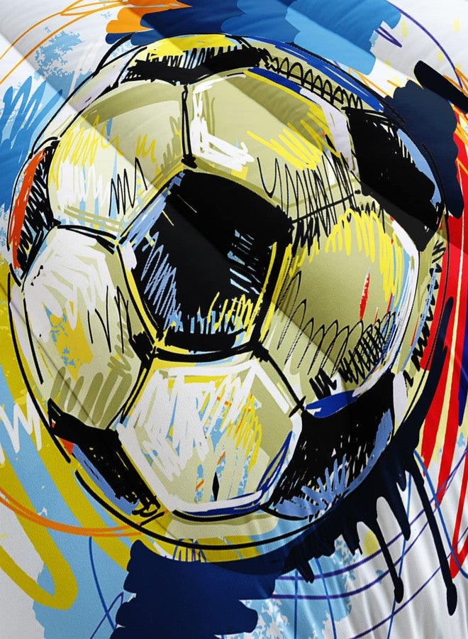 BSNTHO Soccer Comforter Set Boys Sports Bedding Set Twin Size for Kids Teens Hand Drawn Football Graffiti Style Comforter Design 3 Piece with 1 Comforter 2 Pillowcases - Image 5