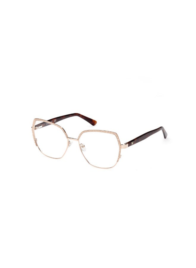 GUESS Gm0383 Geometric Metal Frames For Women Size 55, Shiny Pale Gold - Image 1