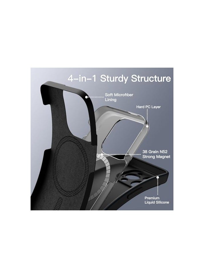 جي تيك حافظة JETech من السيليكون المغناطيسي لهاتف iPhone 14 Pro مقاس 6.1 بوصة، متوافقة مع MagSafe، غطاء هاتف مع حماية كاملة لعدسة الكاميرا (أسود) - Image 4