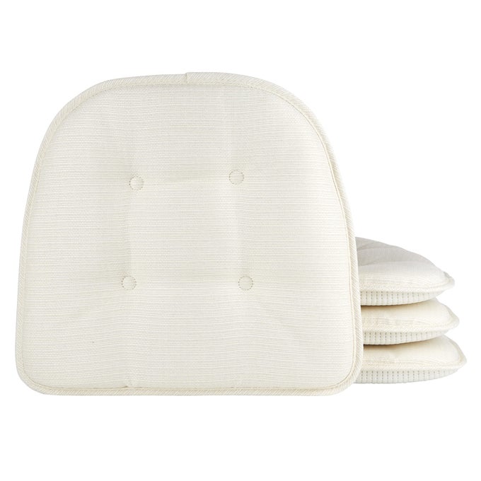 Omega NonSlip Universal Chair Cushions for Dining Room Kitchen and Office Use UShaped SkidProof Seat Pad 15x16 Inches 4 Pack 02 Ivory 4 Count
