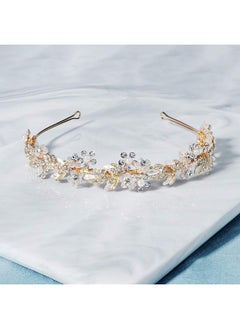 Oriamour Bridal Headband Rhinestone Hair Band Bridal Headpieces For Bride Hair Jewelry Accessories (Gold)  - Image 1