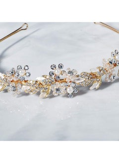 Oriamour Bridal Headband Rhinestone Hair Band Bridal Headpieces For Bride Hair Jewelry Accessories (Gold)  - Image 2