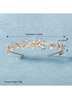 Oriamour Bridal Headband Rhinestone Hair Band Bridal Headpieces For Bride Hair Jewelry Accessories (Gold)  - Image 3