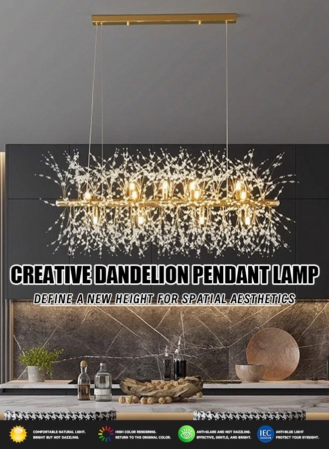 Golden dandelion fireworks crystal three-color changing restaurant lights, modern minimalist luxurious Nordic style bedroom, living room, bar counter, clothing store window, internet celebrity lamps  - Image 1