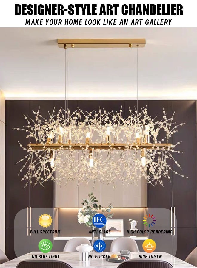 Golden dandelion fireworks crystal three-color changing restaurant lights, modern minimalist luxurious Nordic style bedroom, living room, bar counter, clothing store window, internet celebrity lamps  - Image 2
