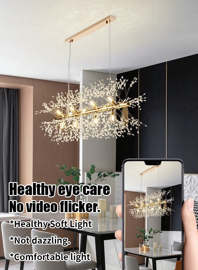 Golden dandelion fireworks crystal three-color changing restaurant lights, modern minimalist luxurious Nordic style bedroom, living room, bar counter, clothing store window, internet celebrity lamps  - Image 5