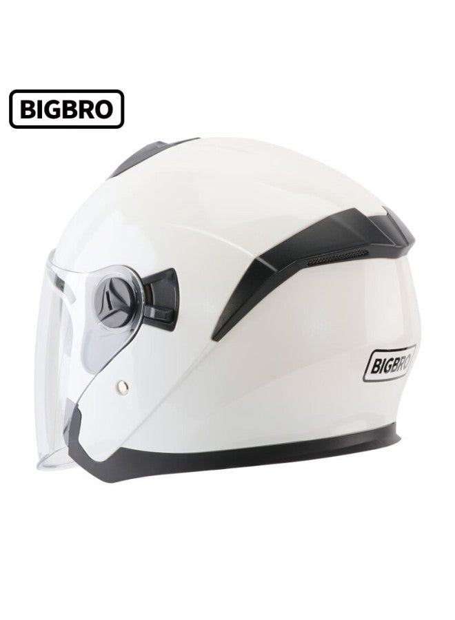 Bigbro Ky168 Pearl White New National Standard 3c Dual-lens Electric Motorcycle Helmet Winter Warmth Sun Protection Uni Electric Scooter Four-season Half Helmet - Image 3