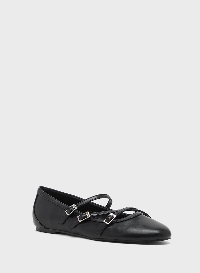Ginger Triple Strap Ballerina Flat