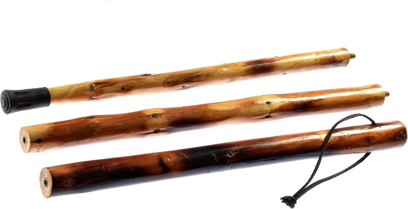 SE عصا مشي/تسلق قابلة للفك من خشب الصنوبر 55" مكونة من 3 قطع مع طرف معدني، طرف مطاطي معزز، وحقيبة سفر مقاومة للماء - محمولة ومتينة للمغامرات الخارجية - Image 2