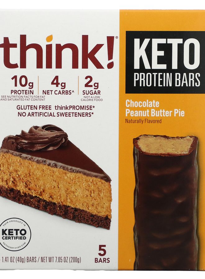 Think Keto Protein Bars Chocolate Peanut Butter Pie 5 Bars 1.41 oz (40 g) Each