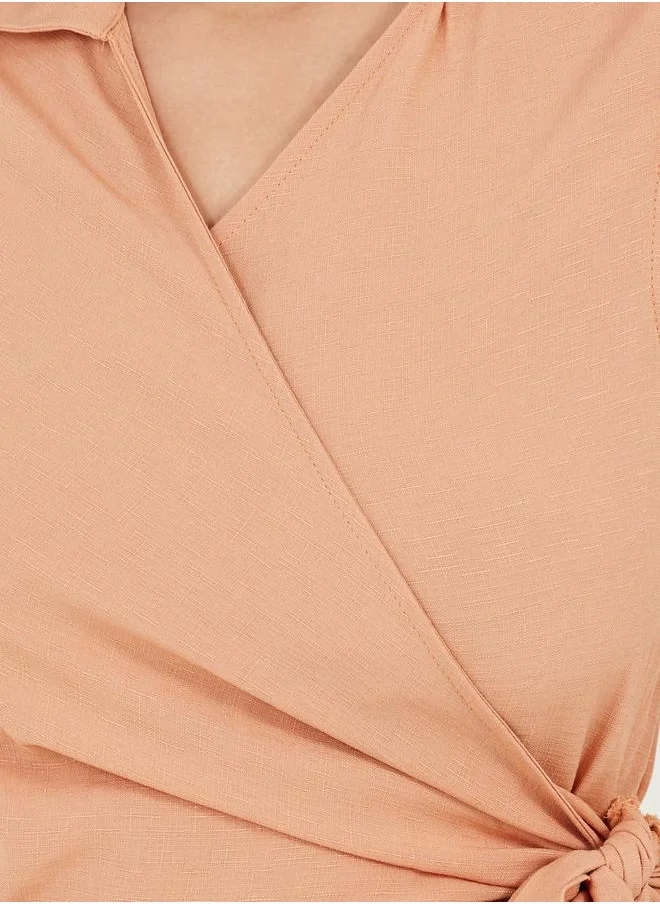 Styli Sleeveless Wrap Maxi Dress with Tie-Up Detail