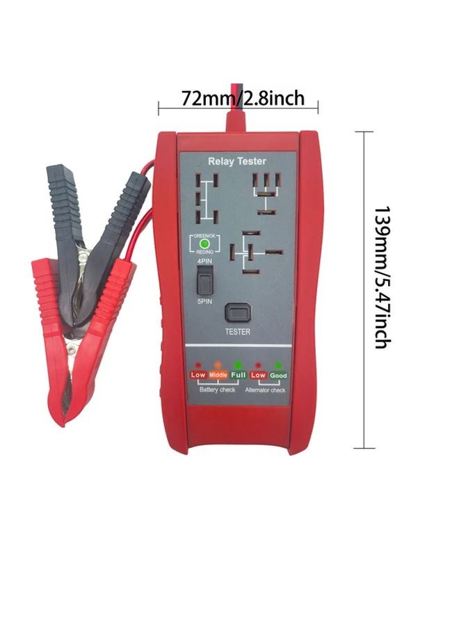 أداة اختبار مرحلة السيارة الحمراء LED 12 فولت، أداة تشخيصية لبطارية ومرحلات السيارات ذات 4 و5 دبابيس - Image 3