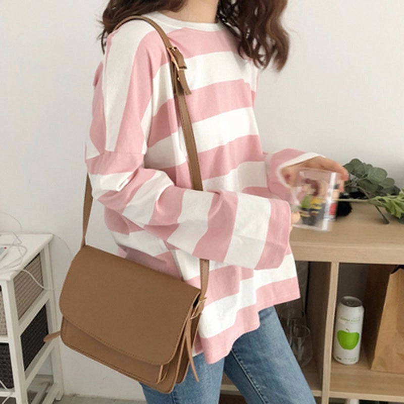 Striped Long-sleeved T-shirt Women's Spring and Autumn Thin Inner Base Shirt 2021 New Internet Celebrity Loose Top Clothes ins Trendy - Image 4