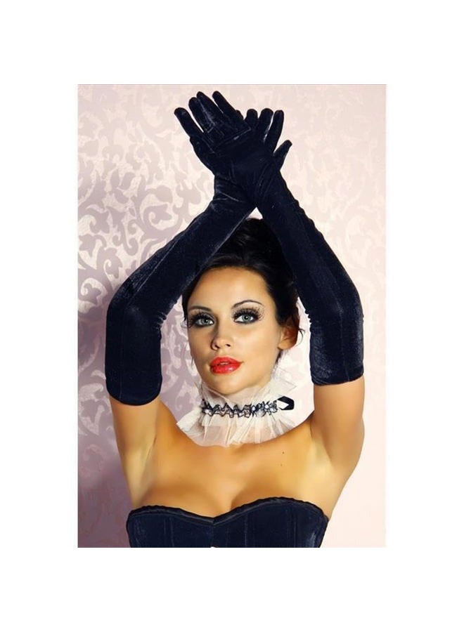 Mealah Womens Velvet Long Opera Party Gloves 1920s Flapper Gatsby Accessories Length Elbow Gloves, Black-velvet - Image 4
