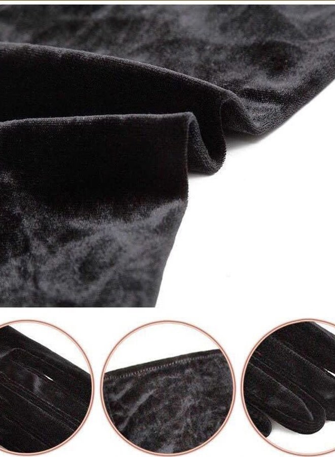 Mealah Womens Velvet Long Opera Party Gloves 1920s Flapper Gatsby Accessories Length Elbow Gloves, Black-velvet - Image 3