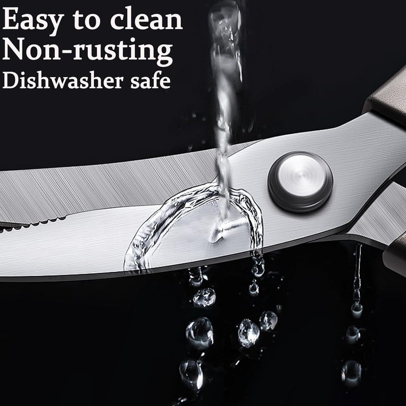 ZEVON مقص مطبخ زيفون متعدد الاستخدامات مقصات مطبخ ثقيلة الوزن آمنة للغسالة مقصات طعام غير قابلة للانزلاق من الفولاذ المقاوم للصدأ حادة لمطبخ الدجاج والدواجن والأسماك واللحوم والأعشاب - Image 5