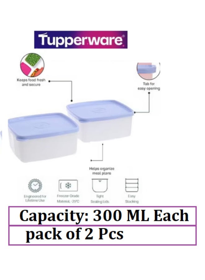 Tupperware Original Cool N fresh freezemate Utility Food Storage Container Box- Small -Pack of 2 Pieces -Blue Lid - Image 1