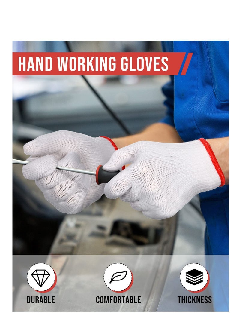 6 Pairs Hand Working Gloves Safety Grip Protection Work Gloves Men Women BBQ Thicker Industry Knitted Cut Repair Gloves Durable String Knit Light Weight for Work Safety Thick Cotton  - Image 5
