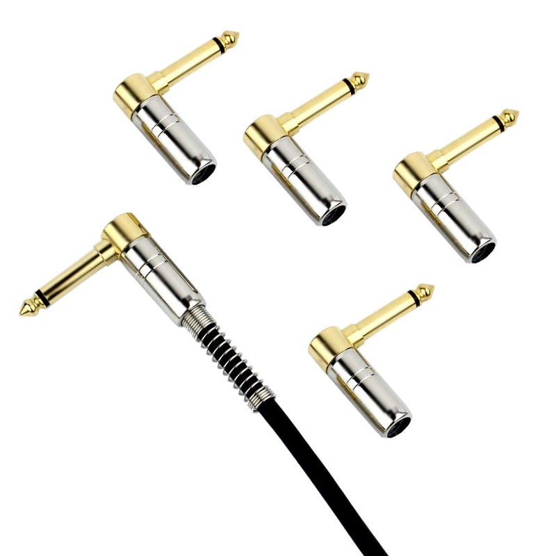 GiantBee 1/4" Audio Plugs 6.35 mm Plug TS Male 1/4'' Solder Type Mono Plug Right Angle Heavy Duty Connector with Buffered Spring for DJ Mixer Speaker Guitar, Phono Patch Cable Microphone Cables (5P) - Image 5