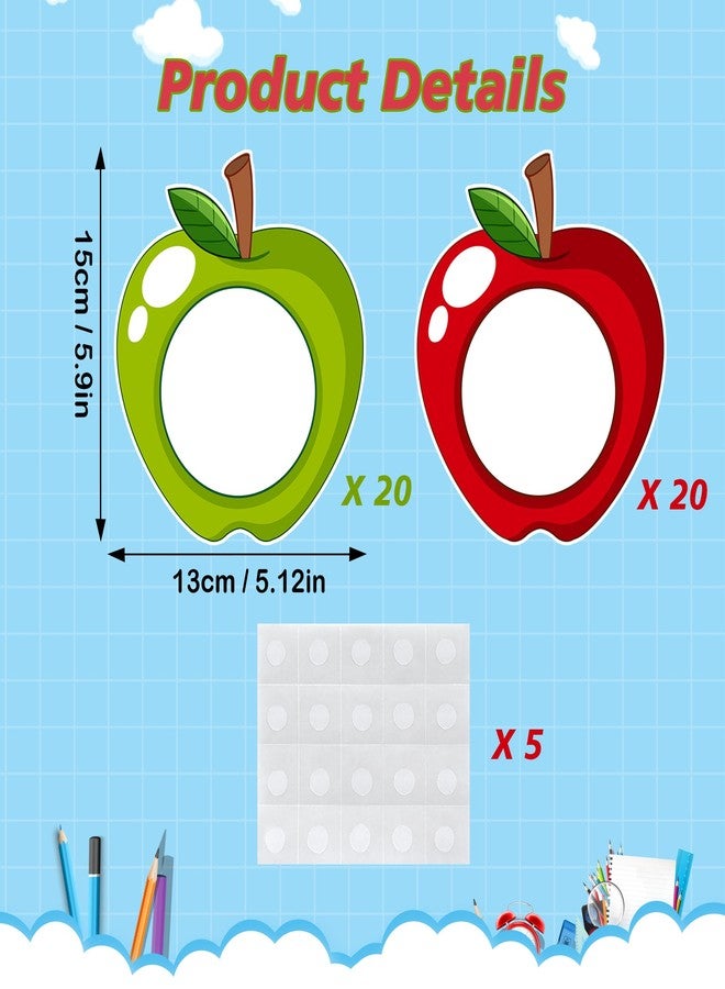 Lucleag 40 PCS Apple Cutouts for Classroom Bulletin Board Decoration, Red Green Apple Classroom Name Tags for Teacher Classroom Cubbies, Apple Student Nameplates for Desk, 5.9 x 5.12 inch - Image 2