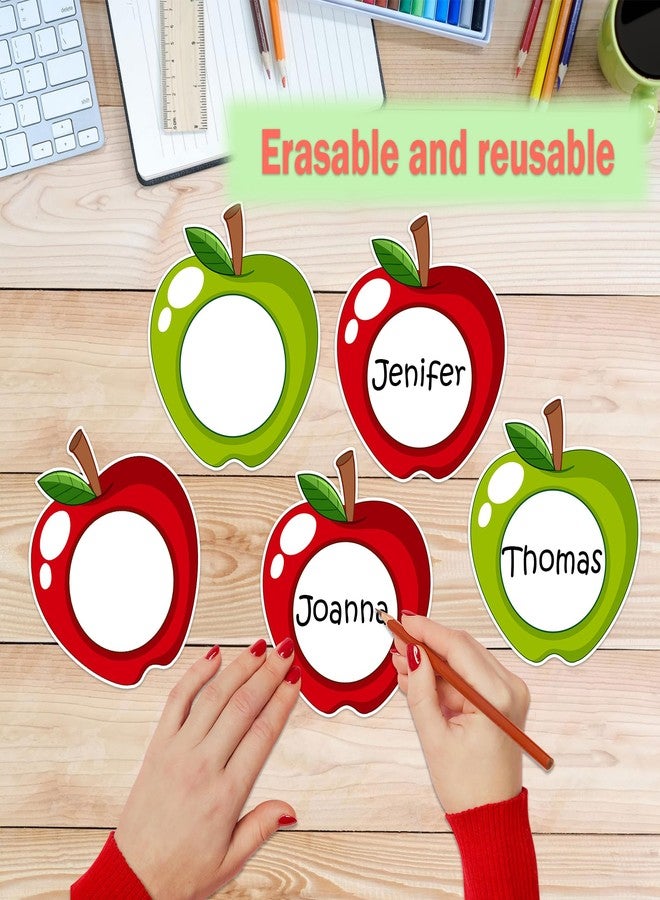 Lucleag 40 PCS Apple Cutouts for Classroom Bulletin Board Decoration, Red Green Apple Classroom Name Tags for Teacher Classroom Cubbies, Apple Student Nameplates for Desk, 5.9 x 5.12 inch - Image 3