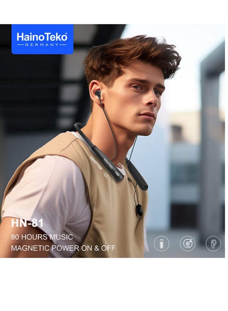 Haino Teko HN 81 Wireless Bluetooth Neckband Earphone with Magnetic Power On and Off and 80 Hours Music - Image 2