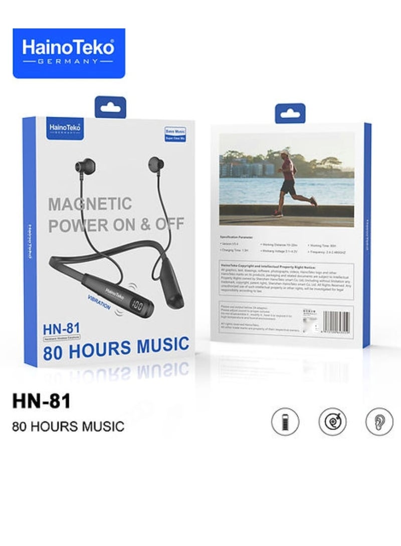Haino Teko HN 81 Wireless Bluetooth Neckband Earphone with Magnetic Power On and Off and 80 Hours Music - Image 3