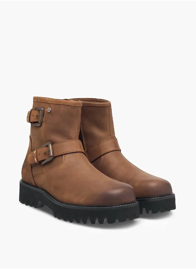 لي كوبر Men's Buckle Detail Chelsea Boots with Zip Closure