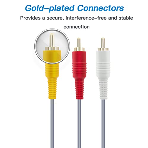 Mcbazel Wii AV Cable, Gold-Plated 3 RCA Interface, 6FT/1.8M, Compatible with Wii, Wii U & TV Systems - Image 4