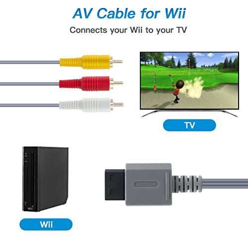 Mcbazel Wii AV Cable, Gold-Plated 3 RCA Interface, 6FT/1.8M, Compatible with Wii, Wii U & TV Systems - Image 2