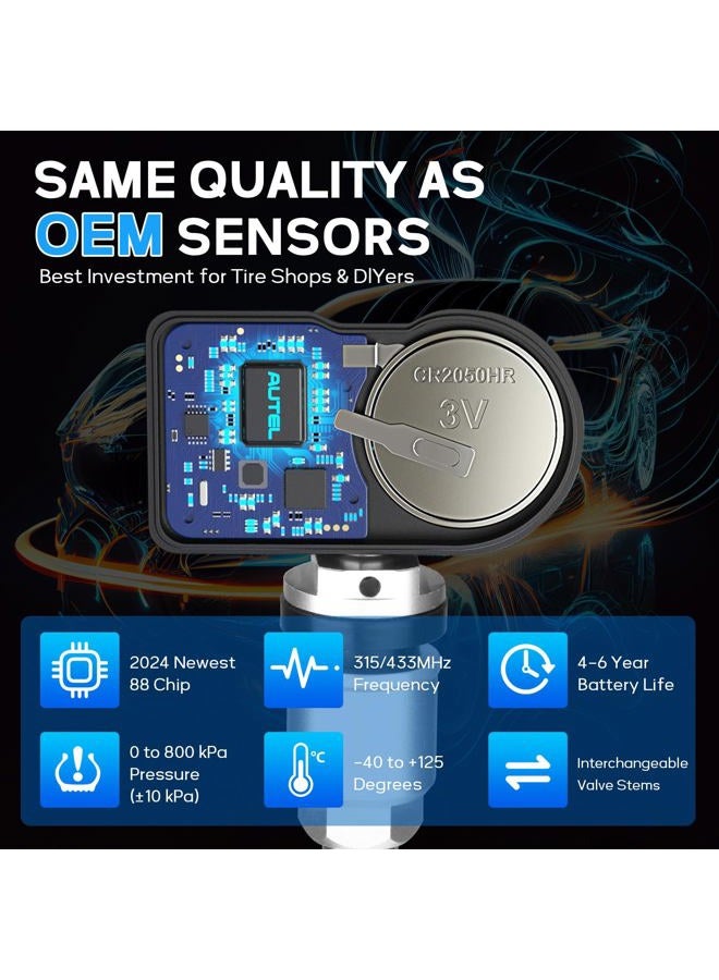 Autel TPMS Sensors MX-Sensor (Metal Valves,Pack of 16 Sensor ) 315Mhz+433 Mhz Sensor Programmable ,Same as OE Sensor, Tire Pressure Sensors Work with TS401 TS408 TS501 TS508 TS508WF TS608 MK808ts - Image 4