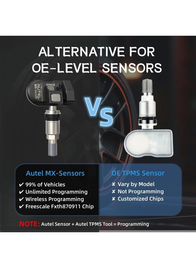 Autel TPMS Sensors MX-Sensor (Metal Valves,Pack of 16 Sensor ) 315Mhz+433 Mhz Sensor Programmable ,Same as OE Sensor, Tire Pressure Sensors Work with TS401 TS408 TS501 TS508 TS508WF TS608 MK808ts - Image 5