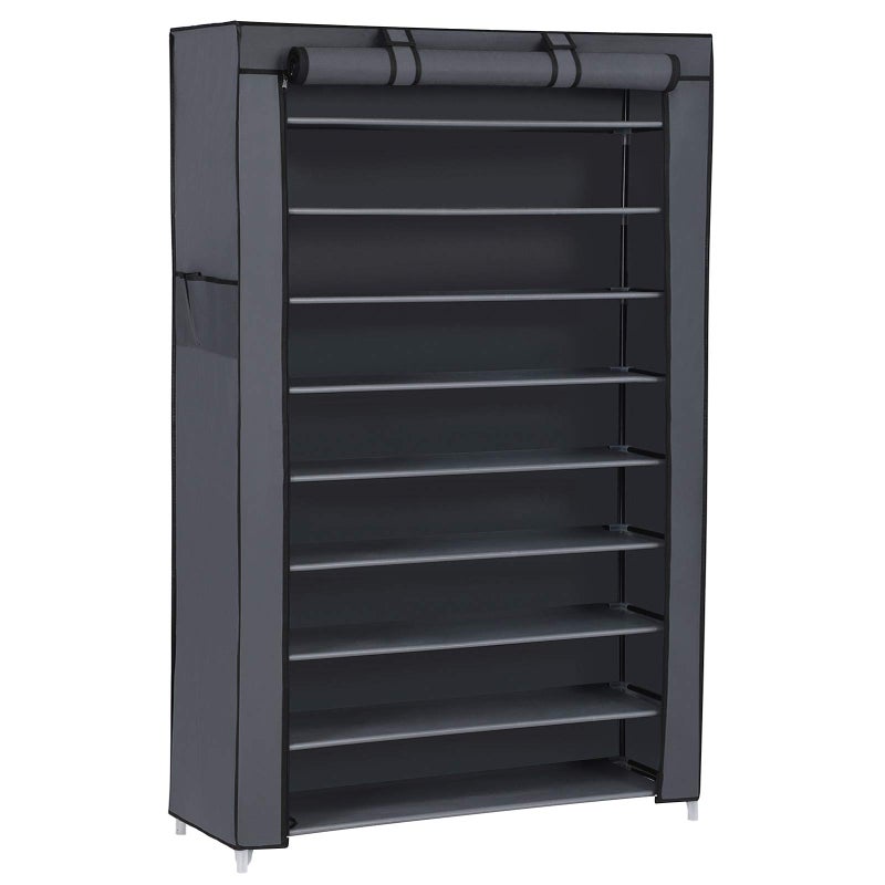SONGMICS 10Tier Shoe Rack with Dustproof Cover 28 x 88 x 160 cm Shoe Organiser Stand Holds 4050 Pairs for Living Room Hallway Grey RXJ36G