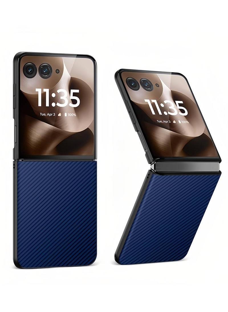 general Carbon Fiber Texture Leather Hybrid Compatible with Motorola Razr 60 Ultra 2025 Case Cover Ultra Thin Shockproof Back Soft Plated Frame for Moto Razr 60 Ultra