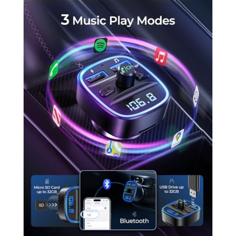 Bluetooth FM Transmitter Wireless Radio Adapter Car Kit with Dual USB Charging Car Charger MP3 Player Support TF Card and USB Disk - Image 4