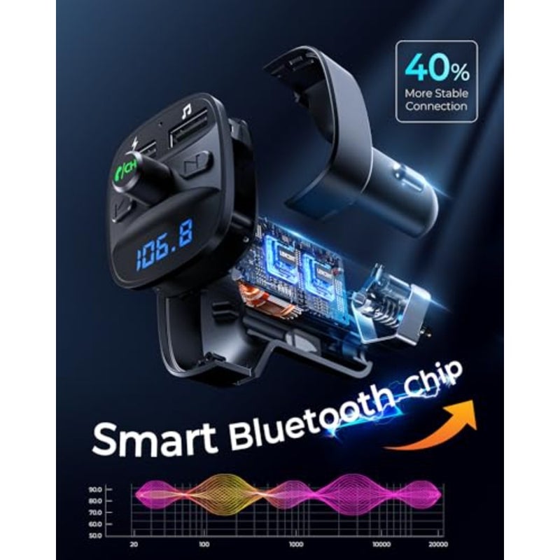 Bluetooth FM Transmitter Wireless Radio Adapter Car Kit with Dual USB Charging Car Charger MP3 Player Support TF Card and USB Disk - Image 3