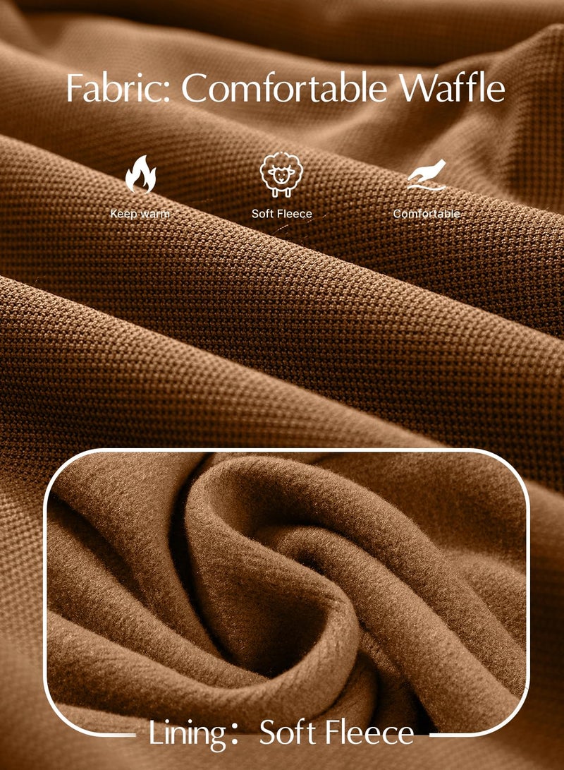 EVALESS Womens Wide Leg Fleece Lined Pants Business Work Casual Trousers 2025 Fall Winter Loose Fit High Waisted Flowy Pants for Women Waffle Knit Warm Slacks with Pockets Brown Medium - Image 4