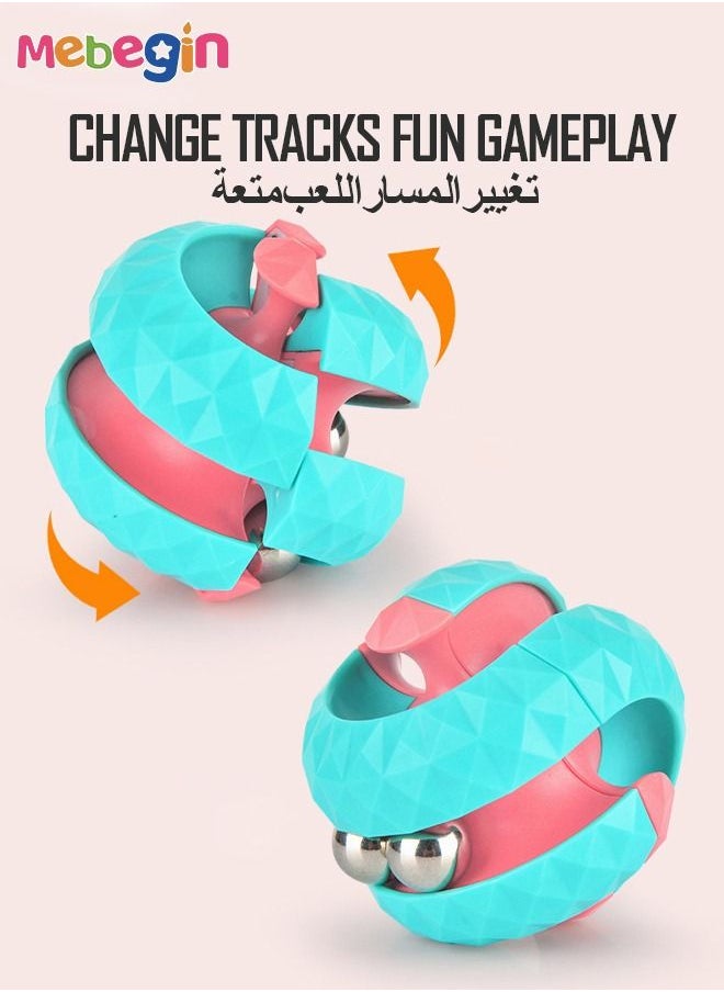 MEBEGIN - 4Pcs Ball Orbit Rubik's Cubes Set, Finger Decompression Toy with Changeable Track, Maze Cube Balls, Fun Ball Drop Toy, Roll Ramp Game, Fidget Cube for Kids Aged 6+, Creative Stress Relieve Toy, 5.6*5*5CM - Image 1