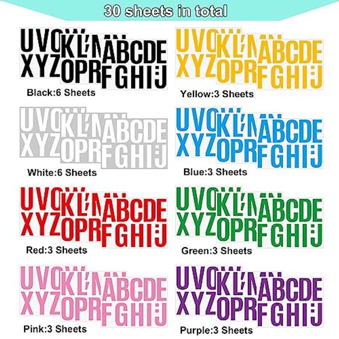 Bemeol 340 Pieces 30 Sheets Large Letter Stickers 4 Inch Alphabet Letter Stickers Self Adhesive Letters Sticker for Bulletin Boards Classroom Home Decor(Colorful) - Image 3