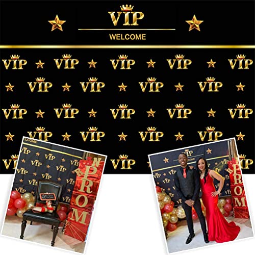 Avezano VIP Photography Backdrop Royal Crown Black Gold Baby Shower Graduation Prom Birthday Party Banner Photo Studio Backgrounds for Pictures (7x5ft) - Image 1