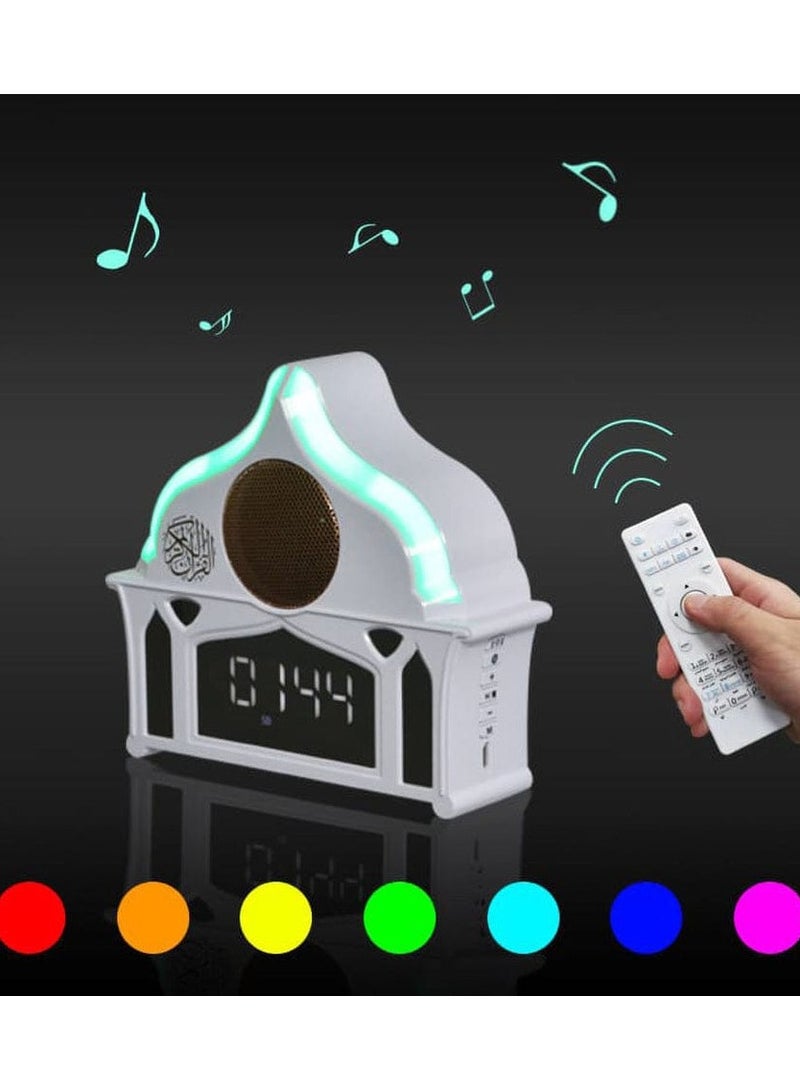 ساعة قرآنية مزودة بمكبر صوت بلوتوث - إضاءة ليلية LED بسبعة ألوان مع جهاز تحكم عن بعد وتطبيق، ومنبه - Image 3