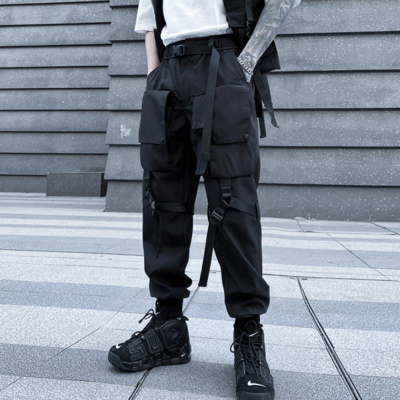 Spring Autumn Multi-Pocket Cargo Pants for Men K958 Black