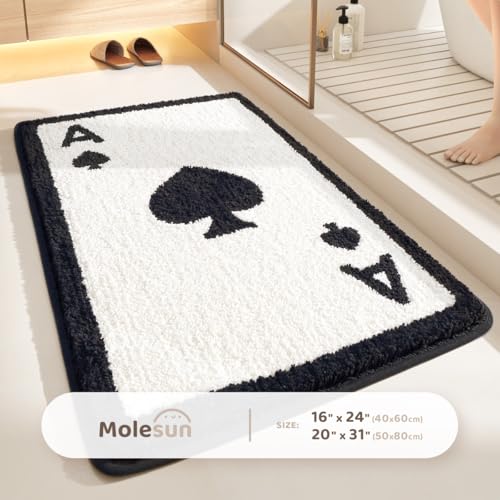 Molesun Poker Bathroom Mat Funny, Ace of Spades, Extra Soft and Absorbent Bath Rugs, Machine Wash Dry, Non-Slip Carpet Mat for Tub, Shower, and Bath Room, Spade, 20x31 - Image 2