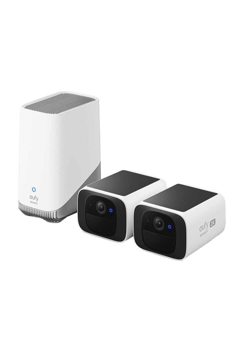 eufy eufy Security S220 SoloCam Solar Security Camera Outdoor Wireless, Continuous Power, 2K Resolution Home Security Camera, 2.4 GHz Wi-Fi, No Monthly Fee, HomeBase 3 Compatible (2-pack) - Image 1