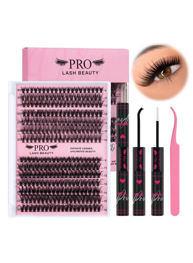 PRO LASHBEAUTY Lash Clusters Kit 280 Pcs Cluster Lashes 30D+40D Lash Extension Kit With Lash Bond And Seal Waterproof Lash Applicator Individual Lashes Apply At Home(30D+40D-9-16Mix Kit) - Image 1