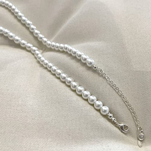 Zeffy Pearl Necklace for Women, 8MM Dainty Round Imitation Pearl Choker Wedding Delicate Jewelry for Women Simple Bridesmaid Jewelry Gifts - Image 4